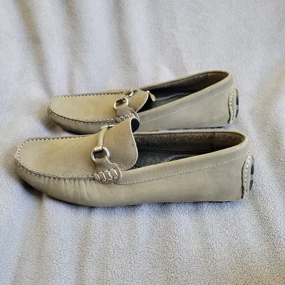 NORDSTROM RACK Shoes Loafers Mens 10M Beige Leather Buckle Slip On M23320 - Picture 6 of 12